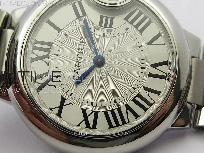 Ballon Bleu 33mm SS V20F 1:1 Best Edition White Textured Dial on SS Bracelet Gen Cal.157 Quartz